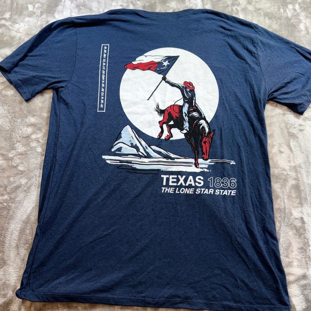 Where I'm From Texas 1836 T-Shirt Mens Large Blue NEW Cowboy Graphic Tee USA